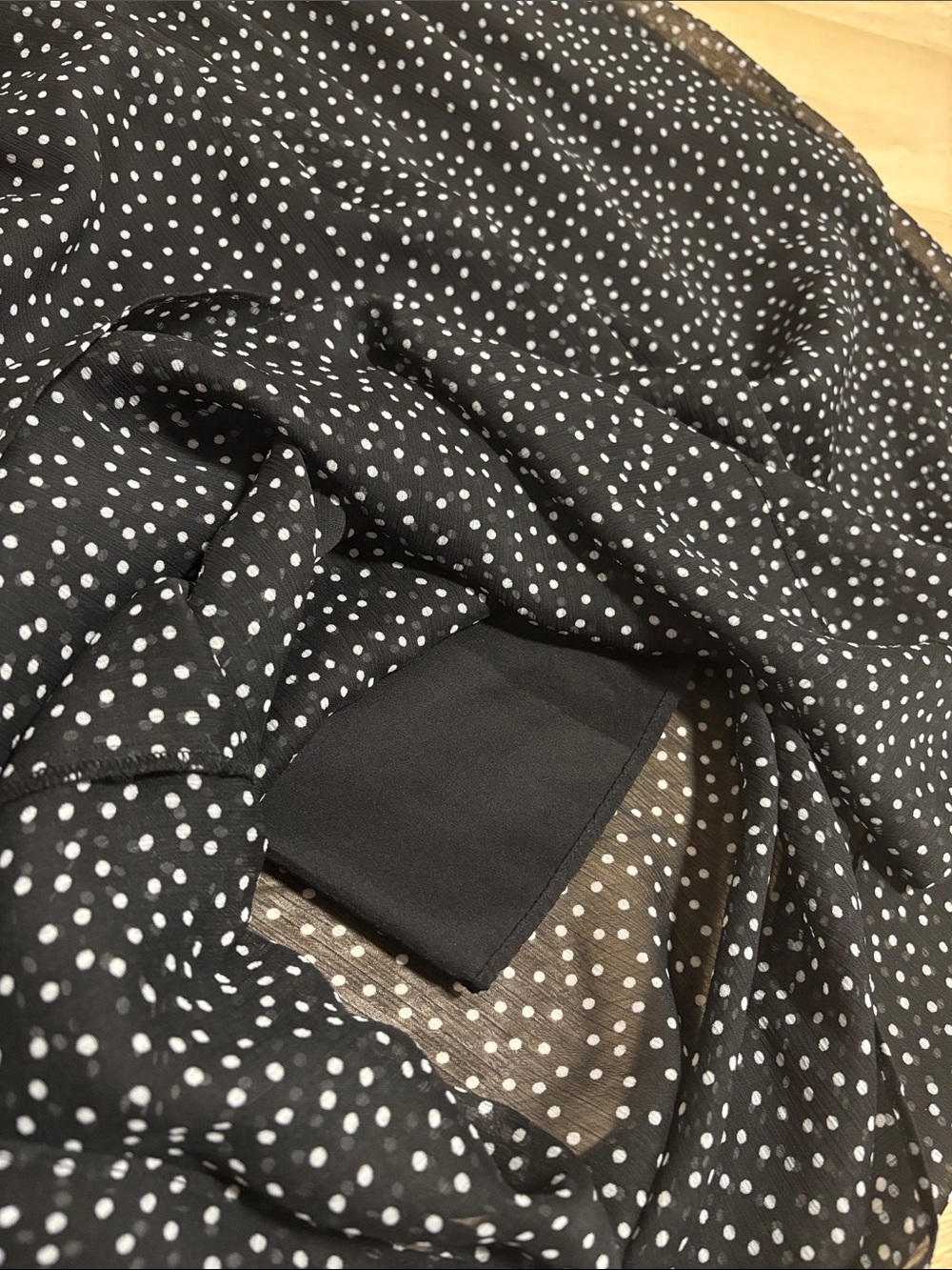 JACOB (XS) Sleeveless Black Polka Dot Midi Dress Mesh Flowy Lined Elastic Waist - Picture 10 of 15